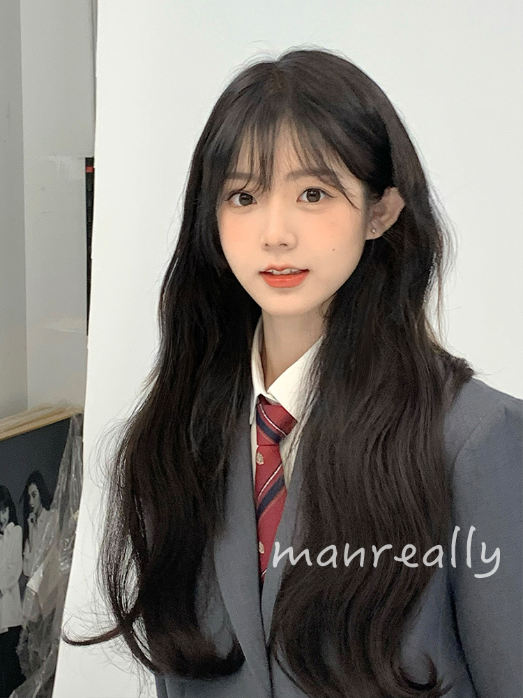 漫真假发女长发夏季春季款圆脸可爱女团发色全头套女长卷发假发