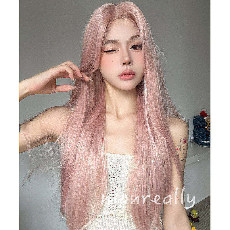 漫真假发女网红款小额蕾丝时尚减龄粉色长发直发仿真逼真全头套女,美发护发/假发,日常整顶假发,淘宝优惠券,粉丝福利购,淘宝优惠卷