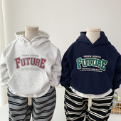 字母套头衫 上衣儿童时尚 潮 中小童帅气休闲韩版 男童连帽卫衣春秋款