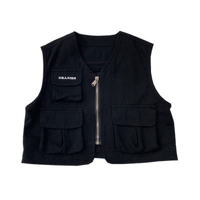 纯棉不起球春秋儿童纯棉工装马甲