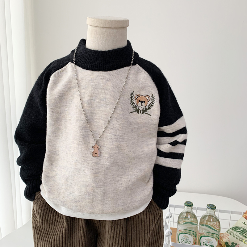 男童秋冬圆领针织衫打底毛衣