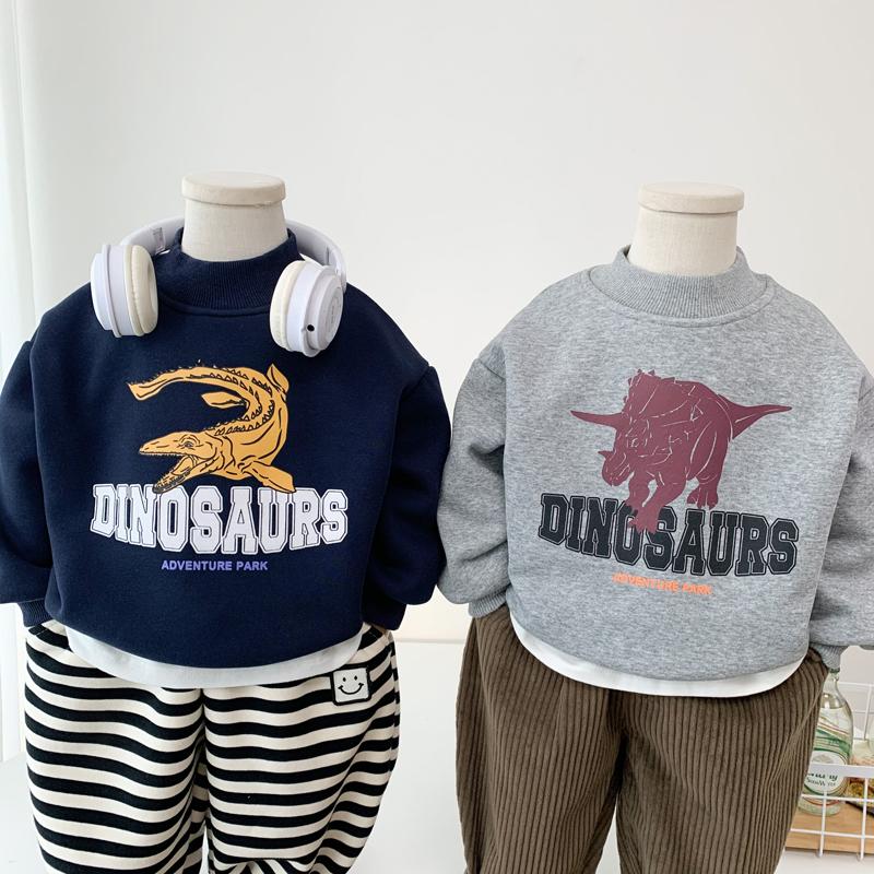 秋冬男孩卡通加绒加厚半高领卫衣