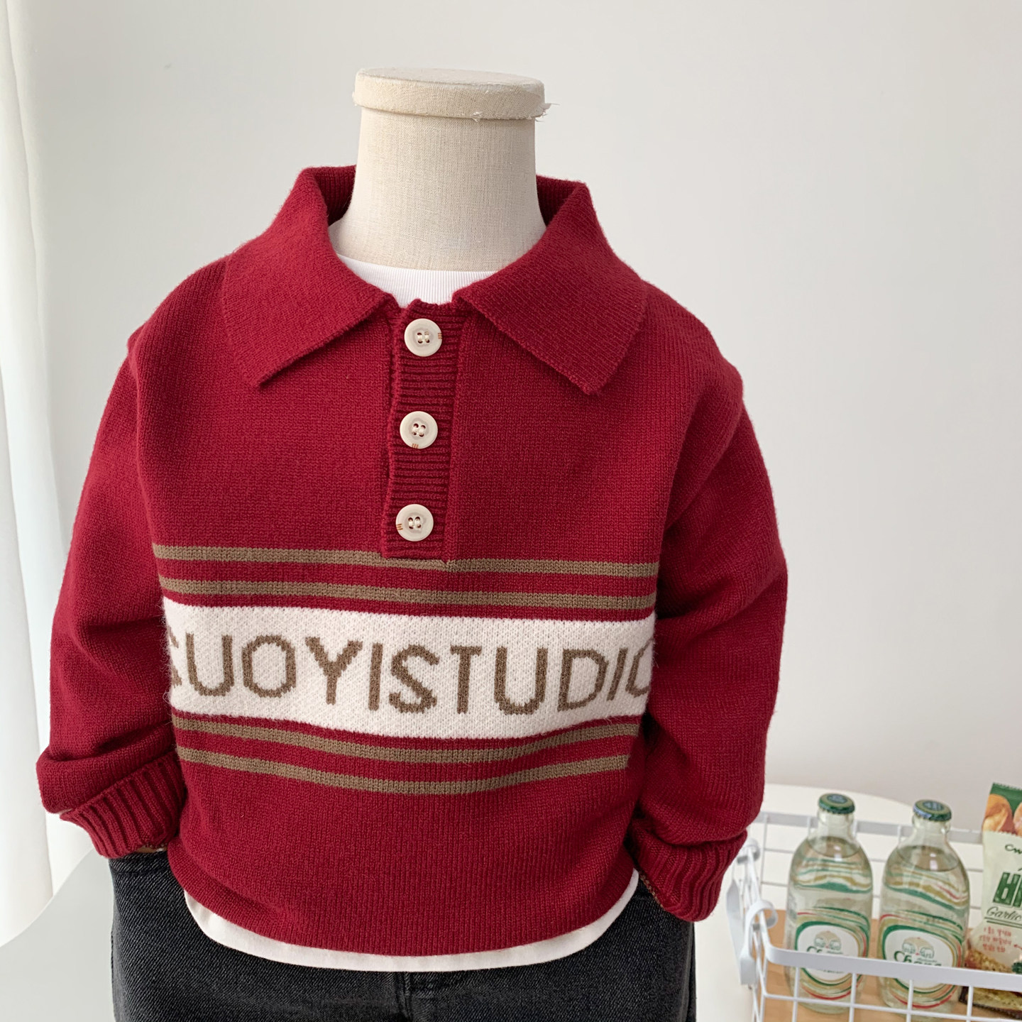 男童毛衣POLO衫洋气翻领毛线衣潮