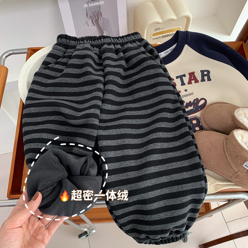 男女童纯棉薄绒裤子洋气百搭卫裤