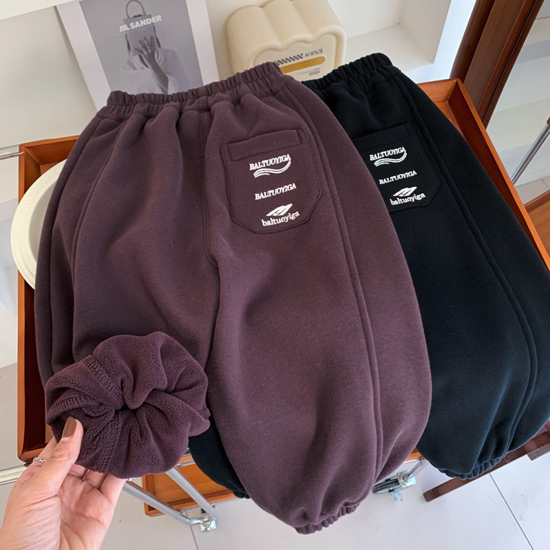 男童一体加绒卫裤2025冬季男孩时尚紫色休闲裤中小童纯棉保暖裤子,童装/婴儿装/亲子装,裤子,淘宝优惠券,粉丝福利购,淘宝优惠卷