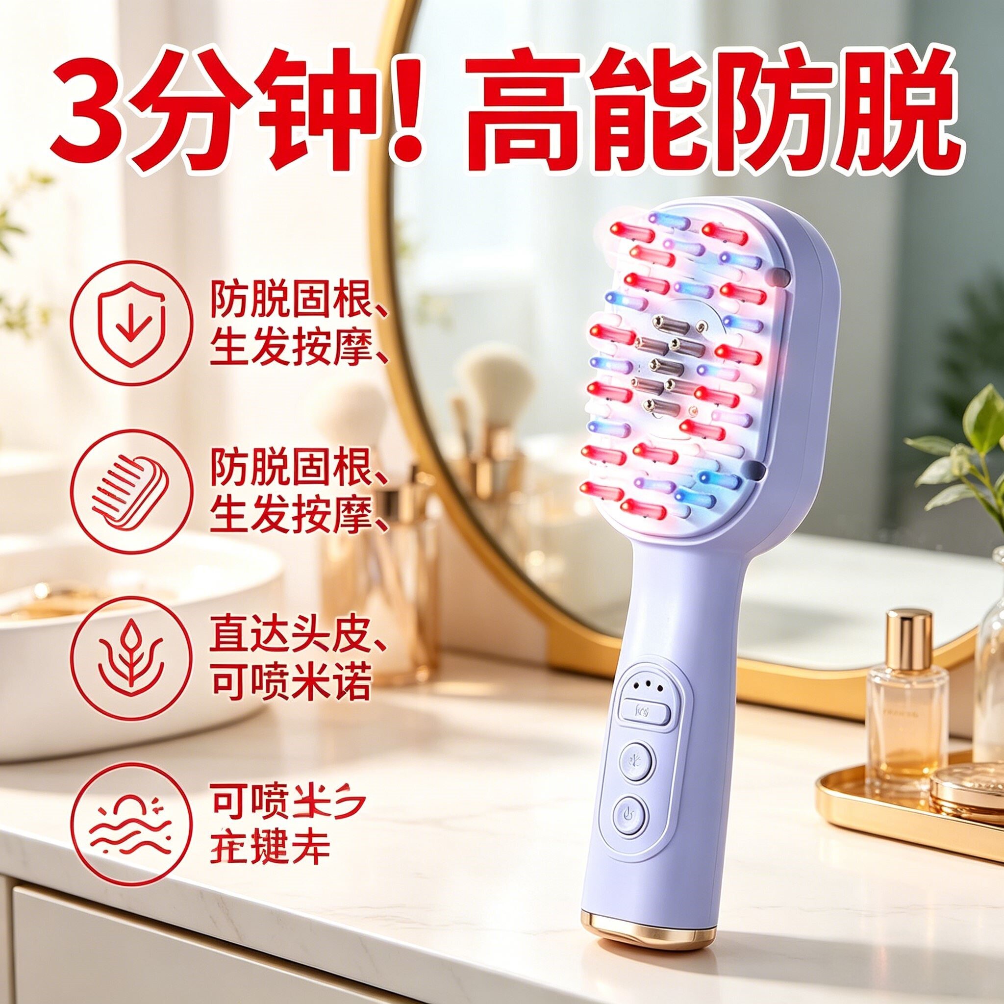 母亲节礼物头皮按摩梳二代电动头皮精华导入梳红光梳健发梳