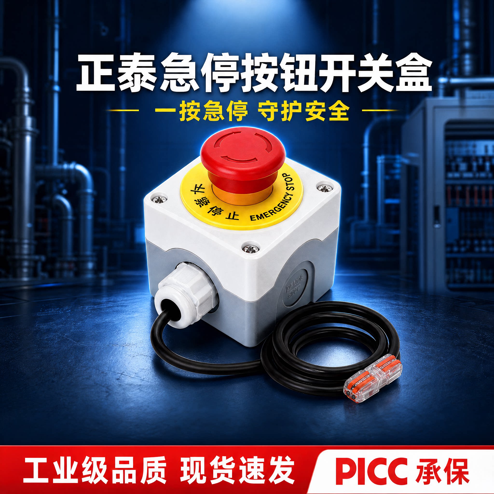 适用正泰急停按钮开关带盒子图片