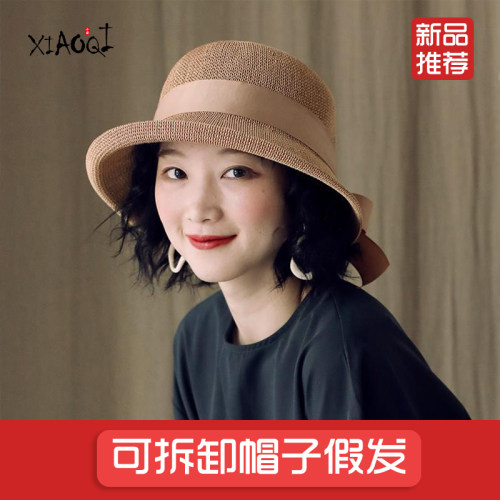 时尚短卷发可拆卸假发帽