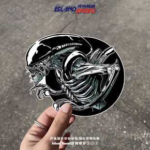 异形贴画恐怖影视角色创意设计电动车摩托车头盔防水贴纸