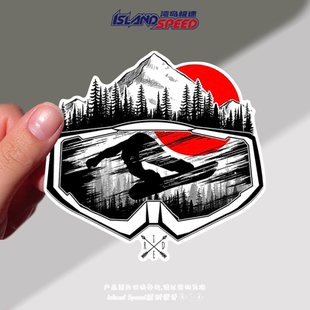 日式 饰贴花 滑雪场景汽车贴纸汽车车身挡风玻璃后备箱装