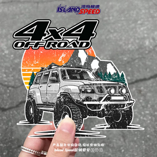 复古风防刮贴花 美式 4x4 OFFROAD汽车贴纸户外越野探险经典