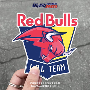 红牛汽车贴纸红蓝白横纹赛车摩托Super League涂鸦贴画