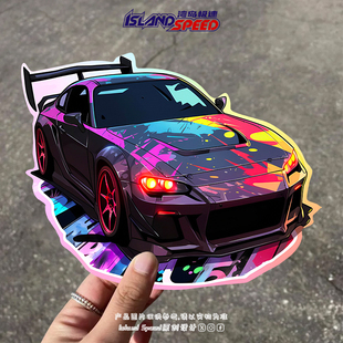 卡通创意汽车贴纸美式 街头涂鸦赛车网红车身后备箱防水贴纸