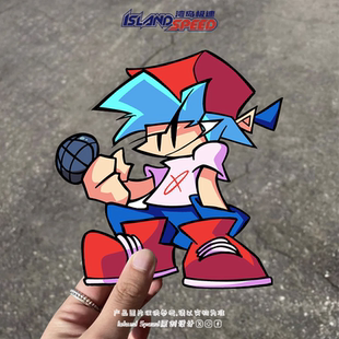 周五夜放克贴画动漫游戏角色Boyfriend电车摩托车头盔划痕遮盖贴