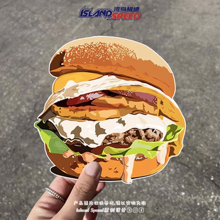 汉堡插画汽车贴纸摩托车后尾门机箱笔记本电脑平板装 饰贴花