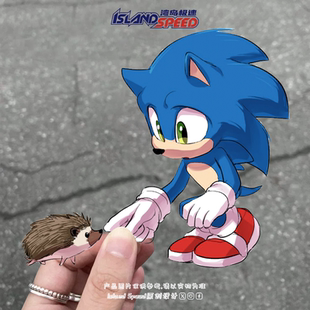 刺猬索尼克汽车贴纸蓝色外观动漫角色插画电车摩托车划痕遮盖贴花