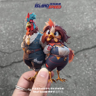 公鸡母鸡贴花拟人卡通风动物趣味涂鸦汽车车身后尾门装 饰贴