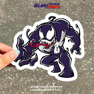 饰贴纸 装 卡通漫威毒液汽车贴纸Q版 动漫摩托车电动车个性