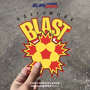 Baltimore Blast汽车贴纸室内足球俱乐部标志创意设计车窗玻璃贴