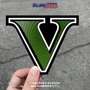 侠盗猎车手5汽车贴纸V型标志摩托车划痕遮盖贴赛车电车三角窗贴花