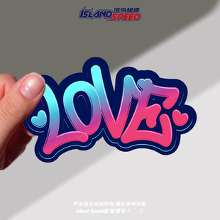 爱LOVE贴花英文字母卡通涂鸦个性 设计汽车车身后备箱电脑主机贴纸