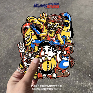 Gnarly汽车贴纸街头艺术风卡通插画电车摩托车头盔装 饰贴