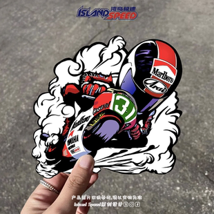 摩托车手贴画YAMAHA赛车插画汽车车身头盔装 饰防水贴纸