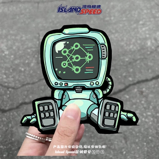 机器人汽车贴纸可爱卡通风格 图案电车摩托车划痕遮盖贴画