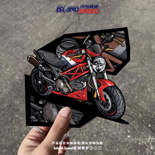 杜卡迪怪物汽车贴纸炫酷卡通风格 车型设计摩托车后尾门贴花