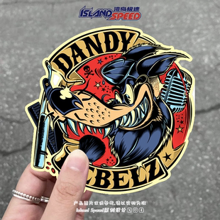 Dandy Rebelz汽车贴纸卡通风狼图案创意设计车身侧面防水贴画