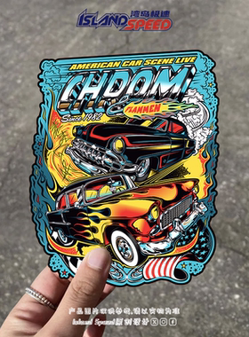 American Car Scene Live CHROMI Flammen定制车肌肉车风汽车贴纸