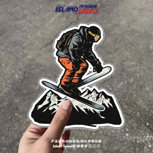 单板滑雪者贴画炫酷特技卡通风格 饰贴纸 图案越野车滑板车身装
