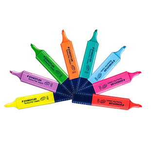 德国施德楼荧光笔彩色大容量卡马龙灰色浅色莹光笔套装学生用淡色系标记笔粗复习背书划重点笔手账工具一套