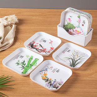 仿瓷方形吐骨碟家用塑料小碟子餐桌盘碟垃圾骨鱼刺盘渣ktv小吃碟