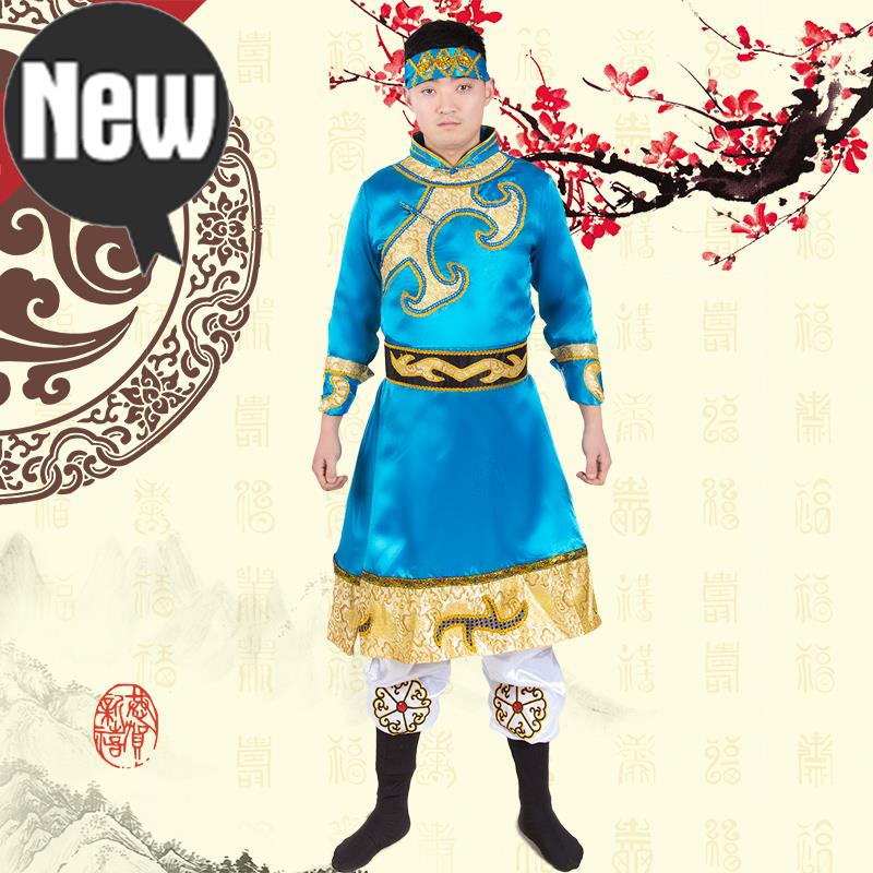 新款藏族蒙古族o服饰男少数民族服装蒙古舞蹈服装内蒙古袍演出服