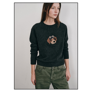 小版 圆领插肩袖 型全羊毛飞行员小狗图案毛衣 飞行员小狗 shyshy