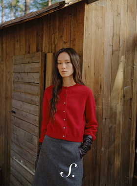 shyshy纯色小开衫羊毛兔毛天然保暖小版型好穿两色开衫