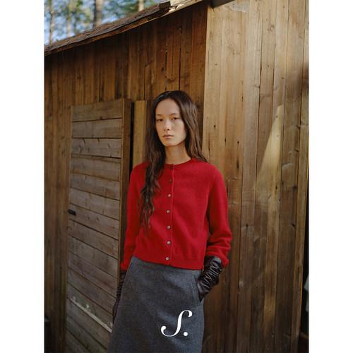 shyshy纯色小开衫羊毛兔毛天然保暖小版型好穿两色开衫