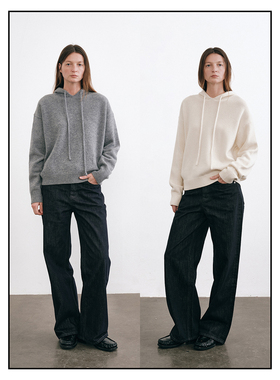 shyshy“糯米空气毛衣”超软糯连帽卫衣温柔100%全羊毛双色毛衣