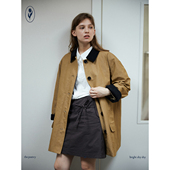 棉拼灯芯绒防风短风衣外套工装 shyshy 拼接领 户外风休闲松弛