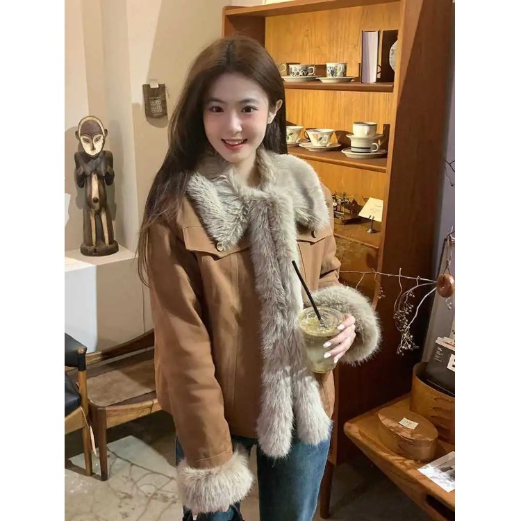 Z家冬季短款毛毛外套女