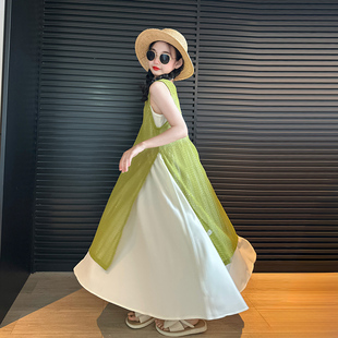 童夏连衣女裙302夏2025新款 公主裙洋气波吊西米亚带裙 大童女装 季