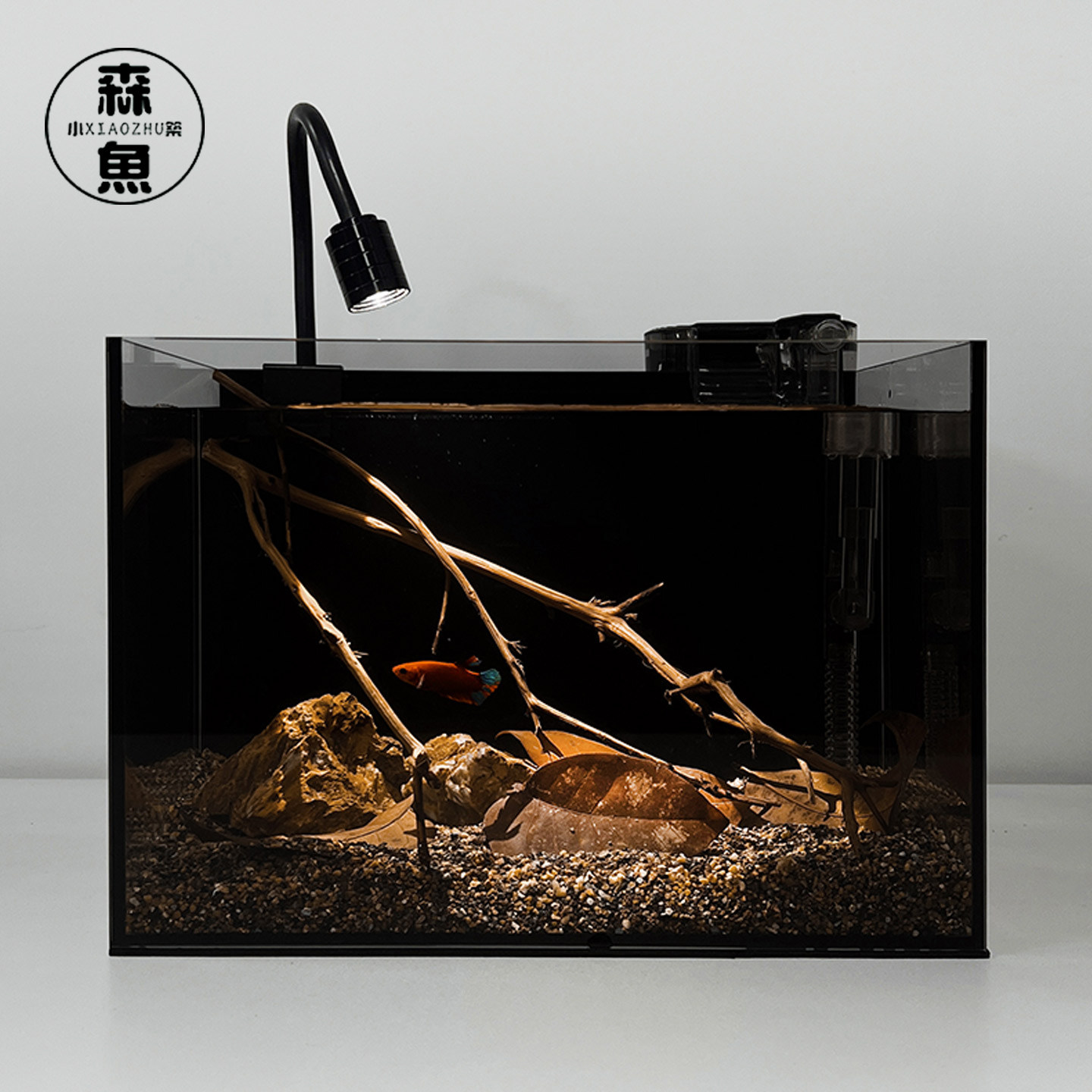 恒温鱼缸超白玻璃南美风生态溪流桌面客厅家用2026新款鱼缸斗鱼缸