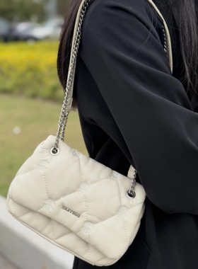 柜价459~！公司单撤柜 限量十几个！真皮菱格链条包单肩斜跨女包