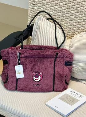 限量分享~！正版款！正价199！毛绒单肩托特包通勤大容量手提女包