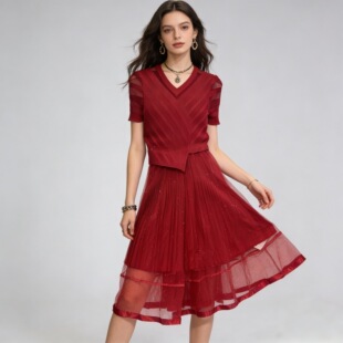 工厂冲量8878时尚 连衣裙 洋气减龄显瘦百搭名媛气质女装