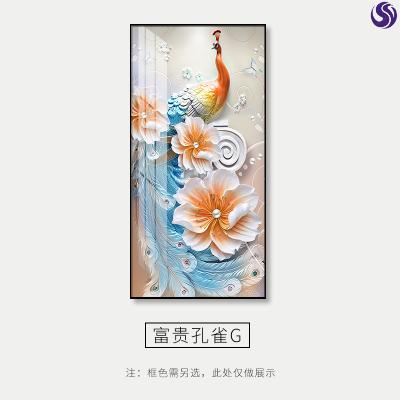 寓意好的玄关画进门玄关贴画入户玄关摆件孔雀墙走廊