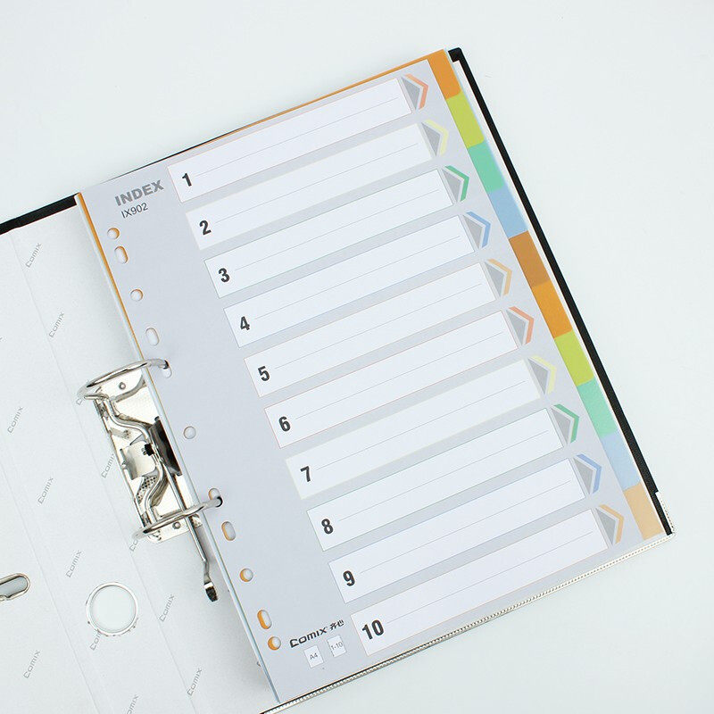 코믹스 분류지 A4 스페이서 용지 10색페이징 색인지 11구멍 PP스페이서 라벨 사무용품