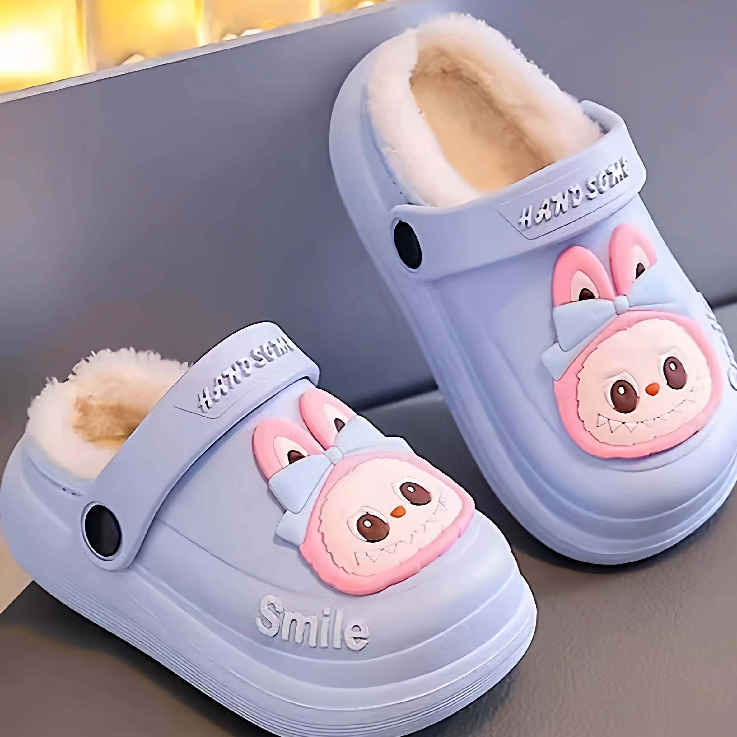 拉布布冬季儿童棉拖鞋女童厚底防水可拆洗亲子小中大童宝宝棉拖鞋