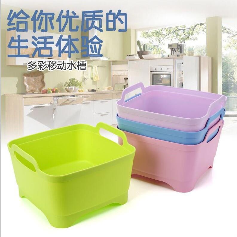 自带地漏简约可移动水槽洗菜盆带把手沥水洗菜置物刷碗盆洗碗槽